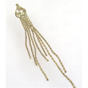 copper tassel pendant with chain, gold plated, approx 1.5mm thickness, 70-80mm length [FGPDA341]