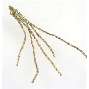 copper tassel pendant with chain, gold plated, approx 1mm thickness, 70-80mm length [FGPDA343]