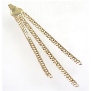 copper tassel pendant with chain, gold plated, approx 3mm thickness, 70-80mm length [FGPDA346]