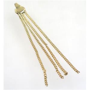copper tassel pendant with chain, gold plated, approx 2mm thickness, 70-80mm length [FGPDA347]