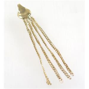 copper tassel pendant with chain, gold plated, approx 1.8mm thickness, 70-80mm length [FGPDA349]