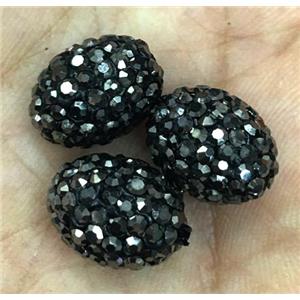 Clay beads paved rhinestone, oval, approx 8x12mm [FGPDA382]