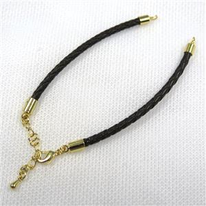 PU leather bracelet chain, approx 3mm [FGPDA403]