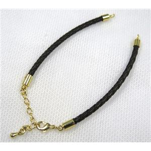 PU leather bracelet chain, approx 3mm [FGPDA404]