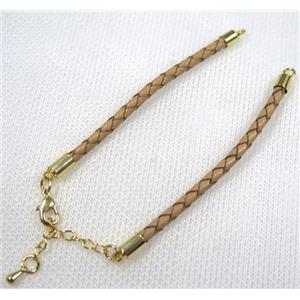 brown PU leather bracelet chain, approx 3mm [FGPDA405]