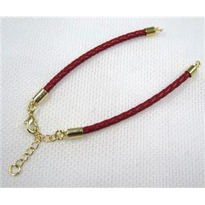 PU leather bracelet with resized chain, approx 3mm [FGPDA407]