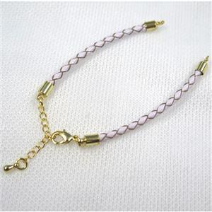 PU leather bracelet with resized chain, approx 3mm [FGPDA408]