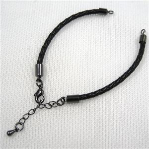 PU leather bracelet with resized chain, approx 3mm [FGPDA410]