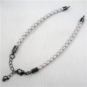 PU leather bracelet with resized chain, approx 3mm [FGPDA411]