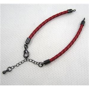 PU leather bracelet with resized chain, approx 3mm [FGPDA414]