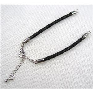 PU leather bracelet with resized chain, approx 3mm [FGPDA417]