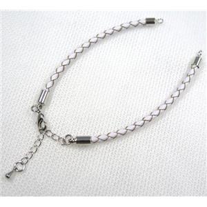 PU leather bracelet with resized chain, approx 3mm [FGPDA420]