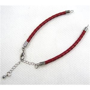 PU leather bracelet with resized chain, approx 3mm [FGPDA421]