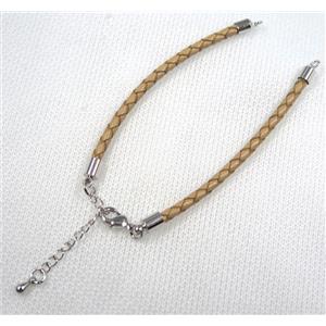 PU leather bracelet with resized chain, approx 3mm [FGPDA422]