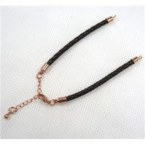PU leather bracelet with resized chain, approx 3mm [FGPDA426]