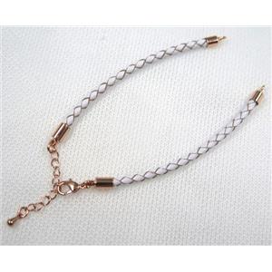 PU leather bracelet with resized chain, approx 3mm [FGPDA427]
