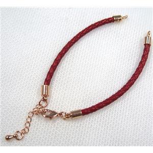 PU leather bracelet with resized chain, approx 3mm [FGPDA428]