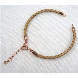 PU leather bracelet with resized chain, approx 3mm [FGPDA429]