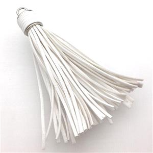 white Suede tassel pendants, approx 12-90mm [FGPDA434]
