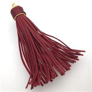 red Suede tassel pendants, approx 12-90mm [FGPDA435]