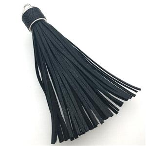 black Suede tassel pendants, approx 12-90mm [FGPDA436]