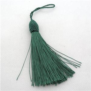 green Nylon wire tassel pendants, approx 95mm length [FGPDA443]