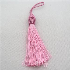 pink Nylon wire tassel pendants, approx 95mm length [FGPDA446]