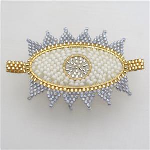 Handcraft eye connector with seed glass beads, approx 38-45mm [FGPDA451]