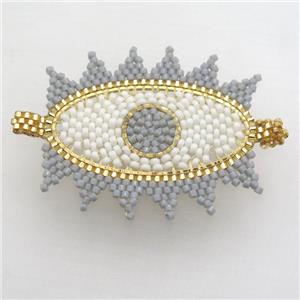 Handcraft eye connector with seed glass beads, approx 38-45mm [FGPDA452]