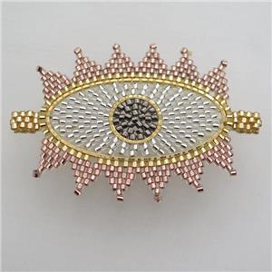 Handcraft eye connector with seed glass beads, approx 38-45mm [FGPDA453]