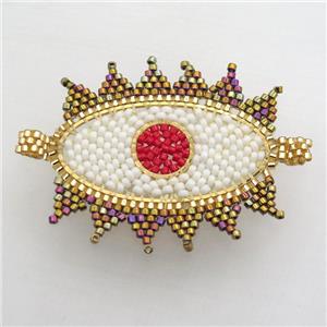 Handcraft eye connector with seed glass beads, approx 38-45mm [FGPDA454]