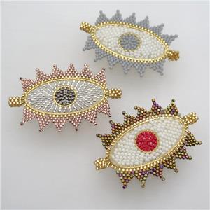 Handcraft eye connector with seed glass beads, mix color, approx 38-45mm [FGPDA455]