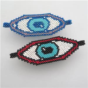 Handcraft eye connector with seed glass beads, mix color, approx 25-60mm [FGPDA458]