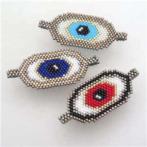 Handcraft eye connector with seed glass beads, mixc olor, approx 22-40mm [FGPDA462]