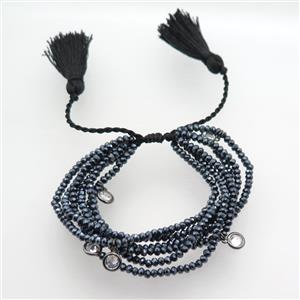 Handcraft bracelets with Chinese Crystal Glass beads, adjustable, approx 3mm, 50mm dia [FGPDA466]