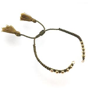 nylon wire bracelet chain with tassel, abjustable, approx 5mm, 15cm length [FGPDA474]