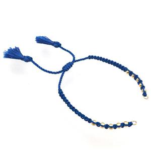 blue nylon wire bracelet chain with tassel, abjustable, approx 5mm, 15cm length [FGPDA475]