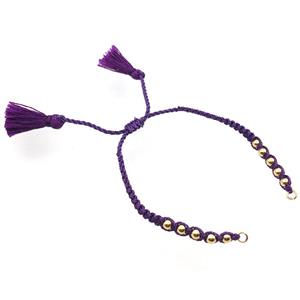 purple nylon wire bracelet chain with tassel, approx 5mm, 15cm length [FGPDA476]