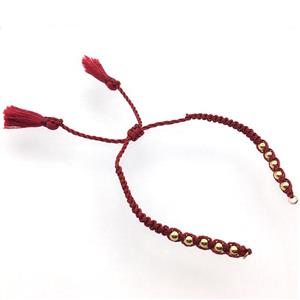 red nylon wire bracelet chain with tassel, approx 5mm, 15cm length [FGPDA478]