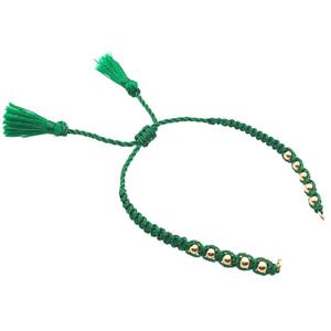 green nylon wire bracelet chain with tassel, approx 5mm, 15cm length [FGPDA479]