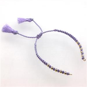 lavender nylon wire bracelet chain with tassel, approx 5mm, 15cm length [FGPDA480]