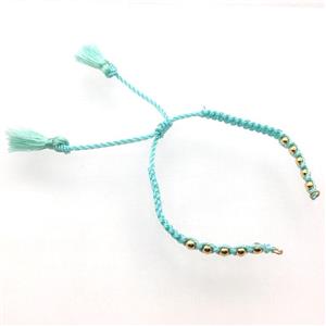aqua nylon wire bracelet chain with tassel, approx 5mm, 15cm length [FGPDA482]