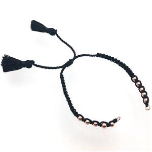 black nylon wire bracelet chain with tassel, rose gold, approx 5mm, 15cm length [FGPDA486]
