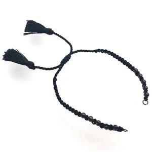black nylon wire bracelet chain with tassel, approx 5mm, 15cm length [FGPDA488]