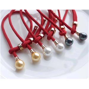 red nylon wire bracelet with pearlized pearl, mixed, approx 3mm [FGPDA495]