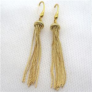 copper Earrings with tassel, gold plated, approx 70mm length [FGPDA499]