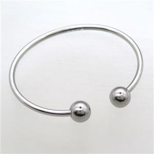 Stainless Steel Bangle, platinum plated, approx 50-60mm dia [FGPDA501]