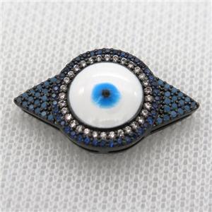copper beads paved zircon with evil eye, black plated, approx 15-25mm [FN10023]