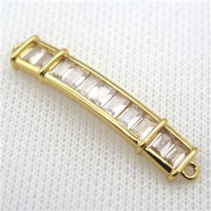 copper stick connector paved zircon, gold plated, approx 6-42mm [FN10026]