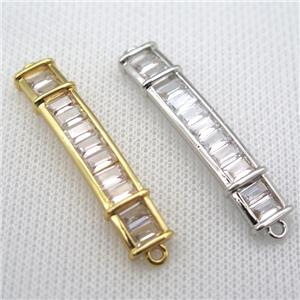 copper stick connector paved zircon, mix color, approx 6-42mm [FN10027]